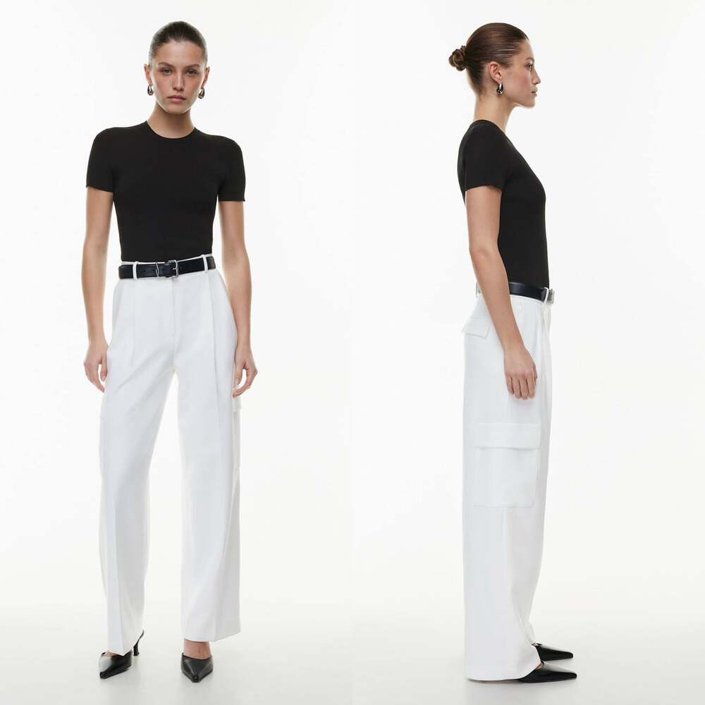 NWT Aritzia Babaton White Spotlight Wide Leg Cargo Pants Women's Sz 6 High Rise